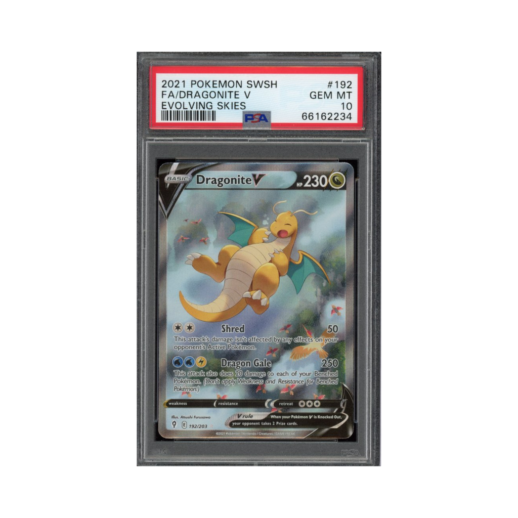 2021 Pokemon SWSH Full Art Dragonite V #192 Evolving Skies PSA 10