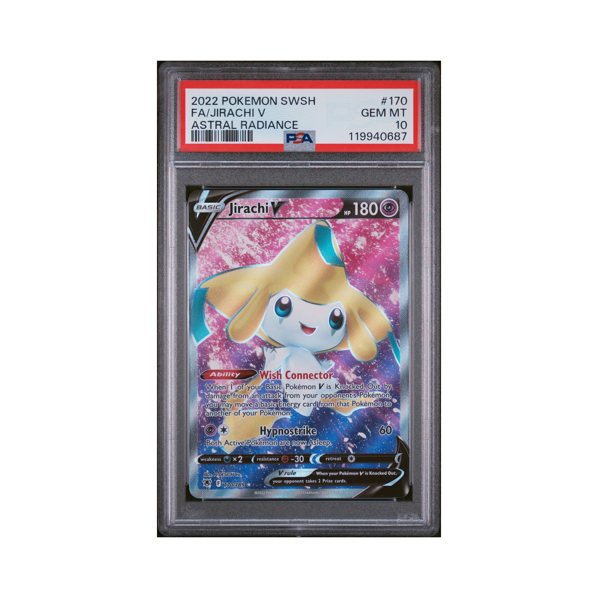 2022 Pokemon Sword & Shield Astral Radiance Jirachi V #170 PSA 10
