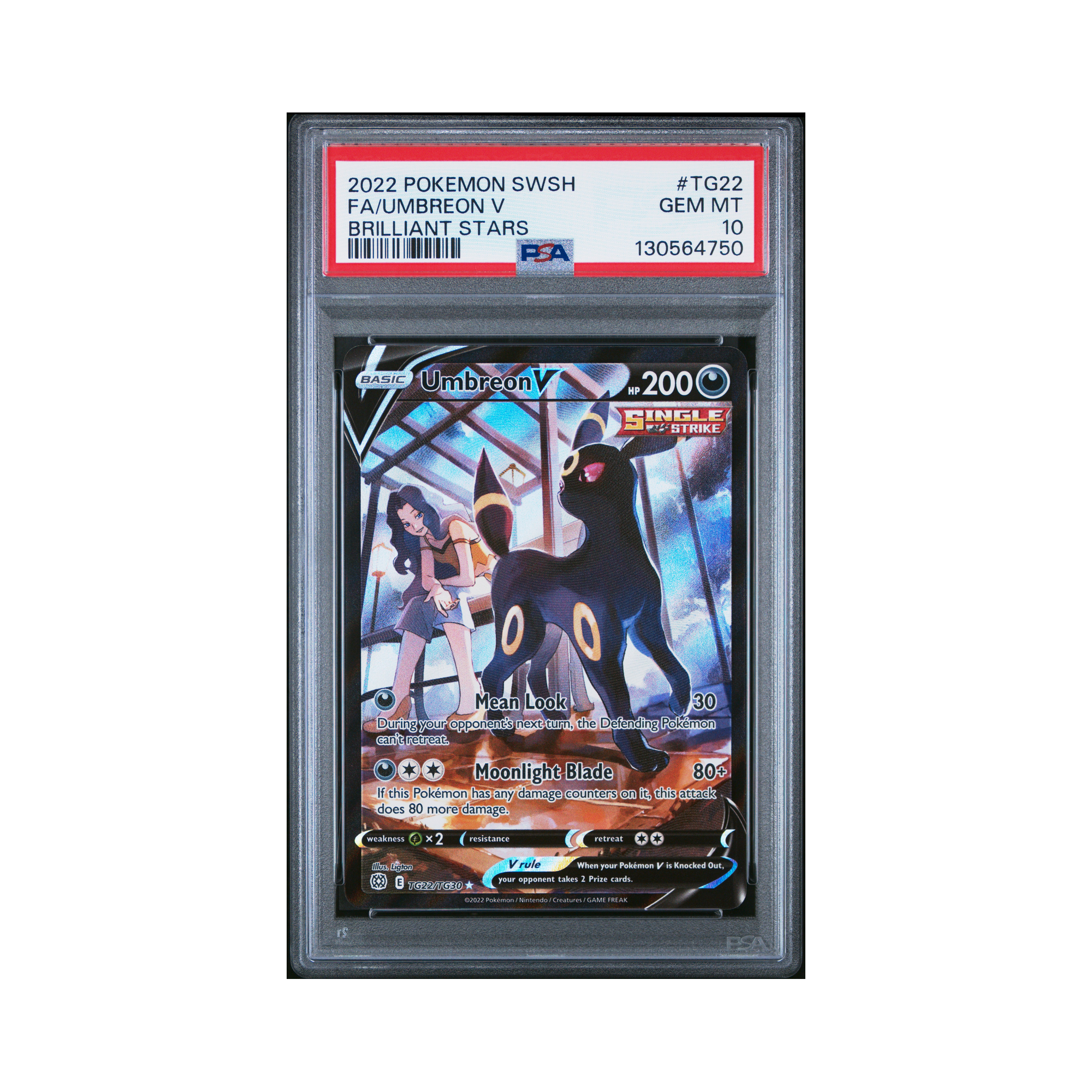 2022 Pokemon Sword & Shield Brilliant Stars Umbreon V #TG22 PSA 10