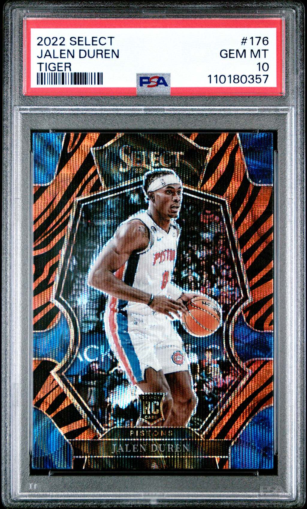 2022 Panini Select Basketball Jalen Duren Tiger PSA 10