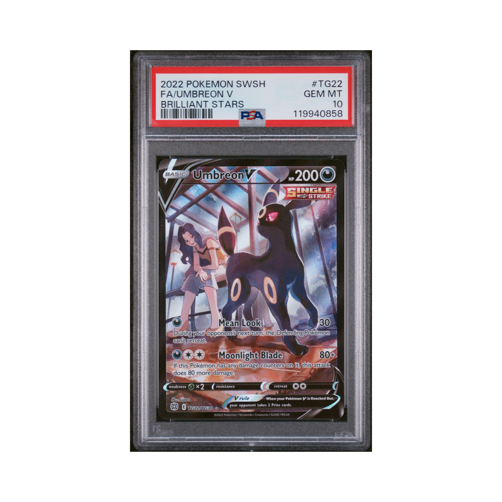 2022 Pokemon Sword & Shield Brilliant Stars Umbreon V #TG22 PSA 10