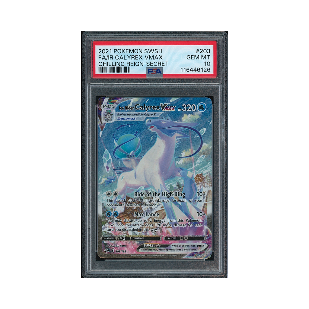 2021 Pokemon Sword & Shield Chilling Reign Ice Rider Calyrex VMAX #203 PSA 10