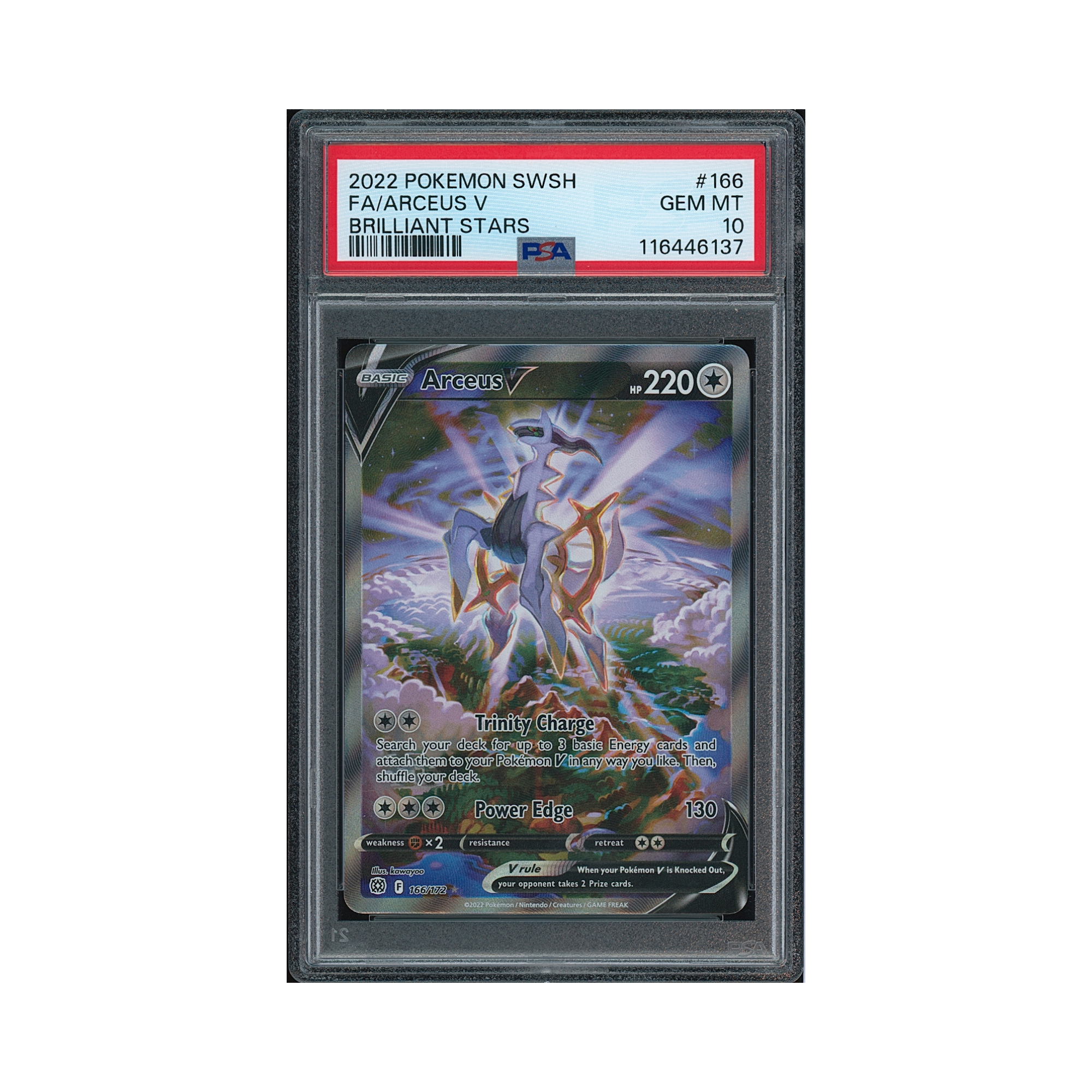 2022 Pokemon Sword & Shield Brilliant Stars Arceus V #166 PSA 10