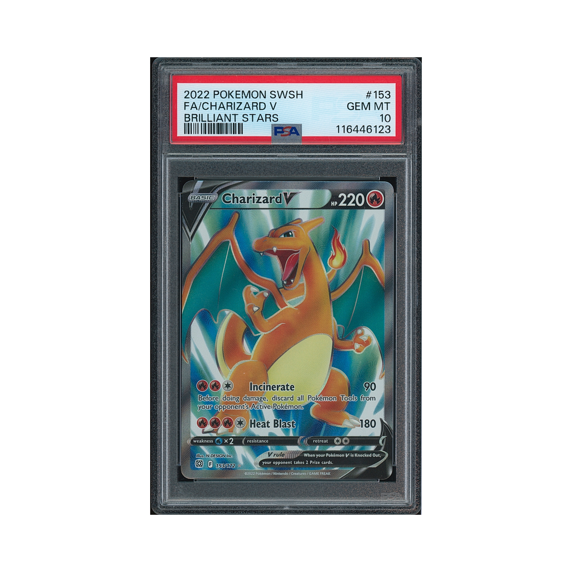 2022 Pokemon Sword & Shield Brilliant Stars Charizard V #153 PSA 10