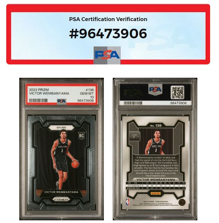 2023-24 Panini Prizm Basketball Victor Wembanyama #136 PSA 10