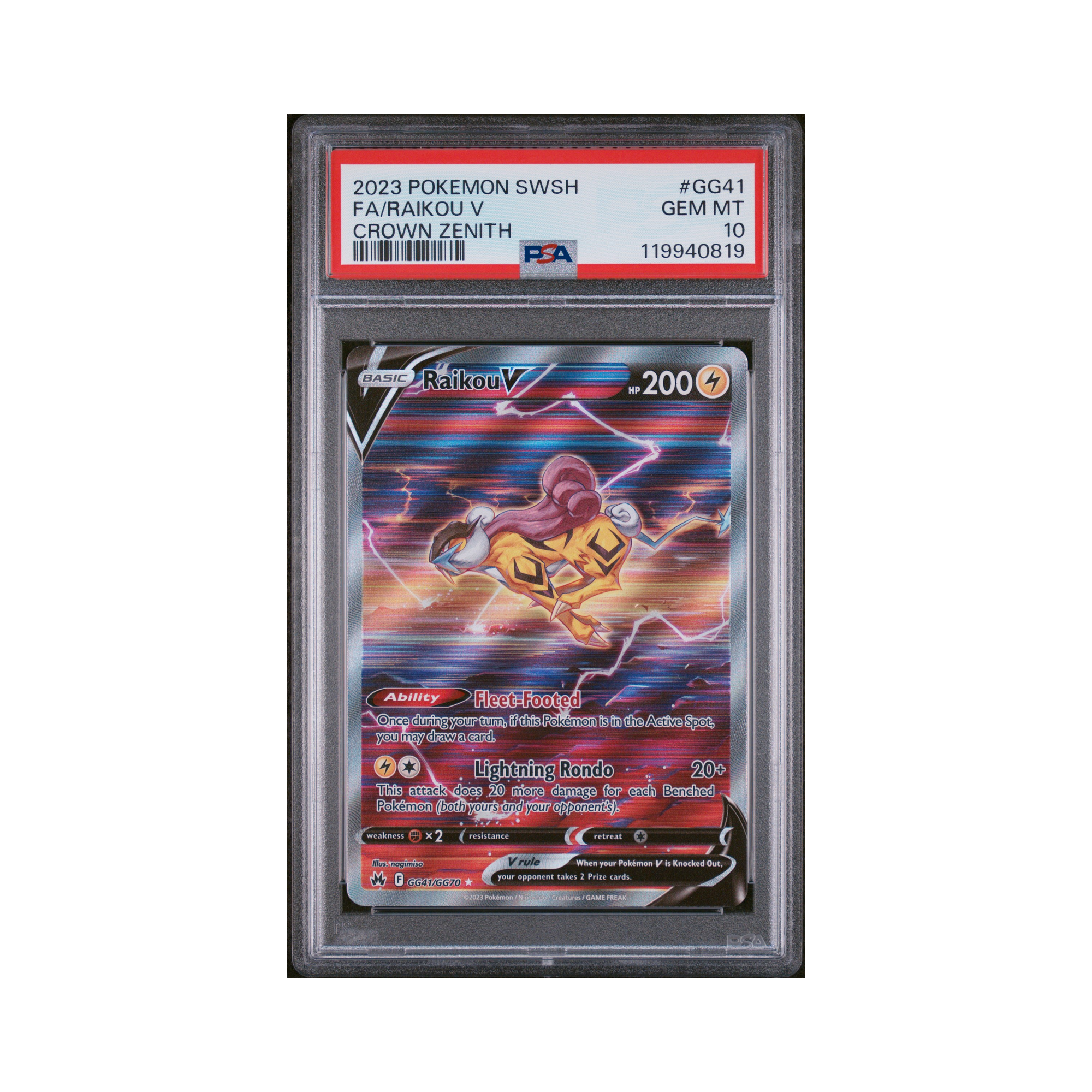 2023 Pokemon Sword And Shield Crown Zenith Raikou V #GG41 PSA 10