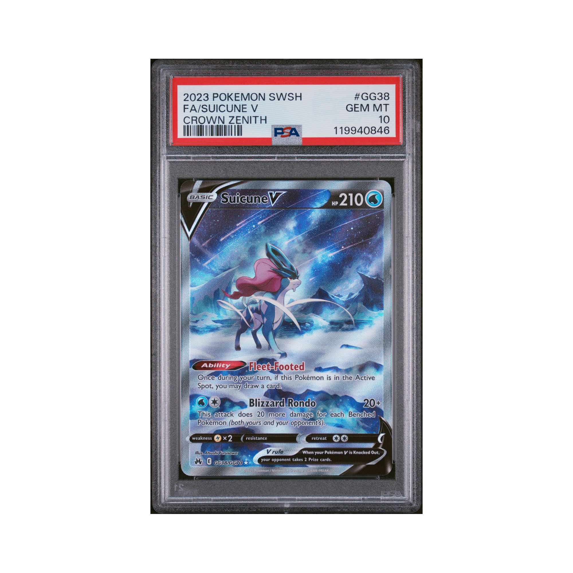 2023 Pokemon Sword And Shield Crown Zenith Suicune V #GG38 PSA 10