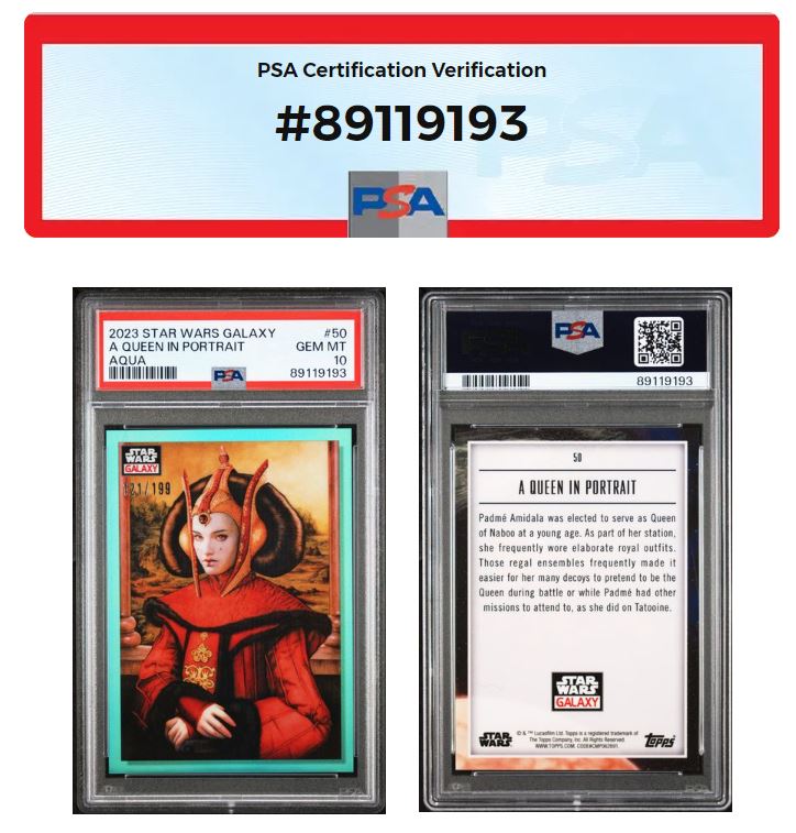 2023 Topps Chrome Star Wars Galaxy-A Queen In Portrait #50 Aqua PSA 10