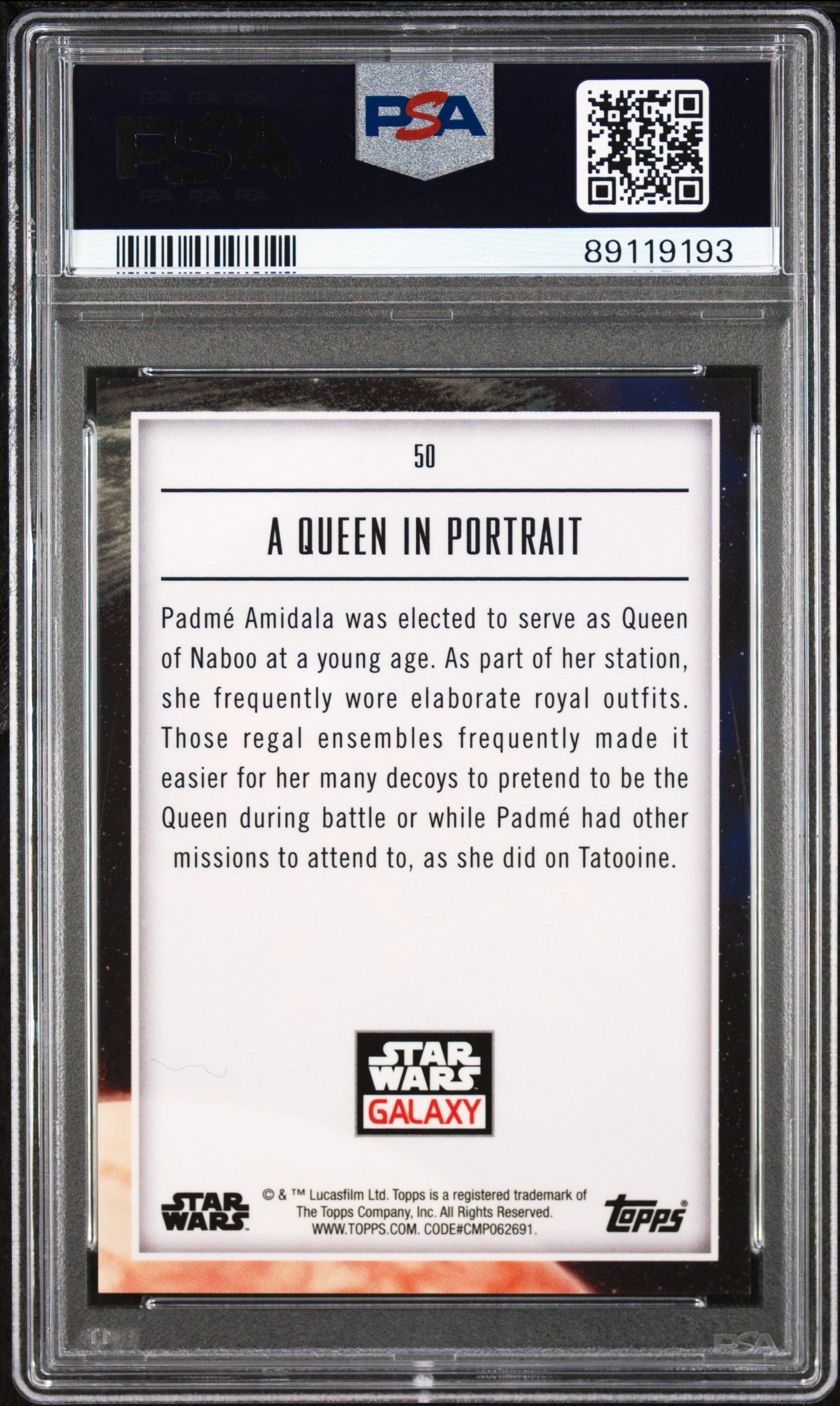 2023 Topps Chrome Star Wars Galaxy-A Queen In Portrait #50 Aqua PSA 10
