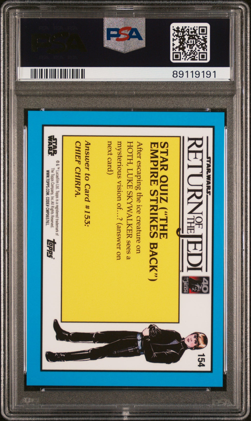 2023 Topps Chrome Sapphire Star Wars-Luke Skywalker #154 PSA 9