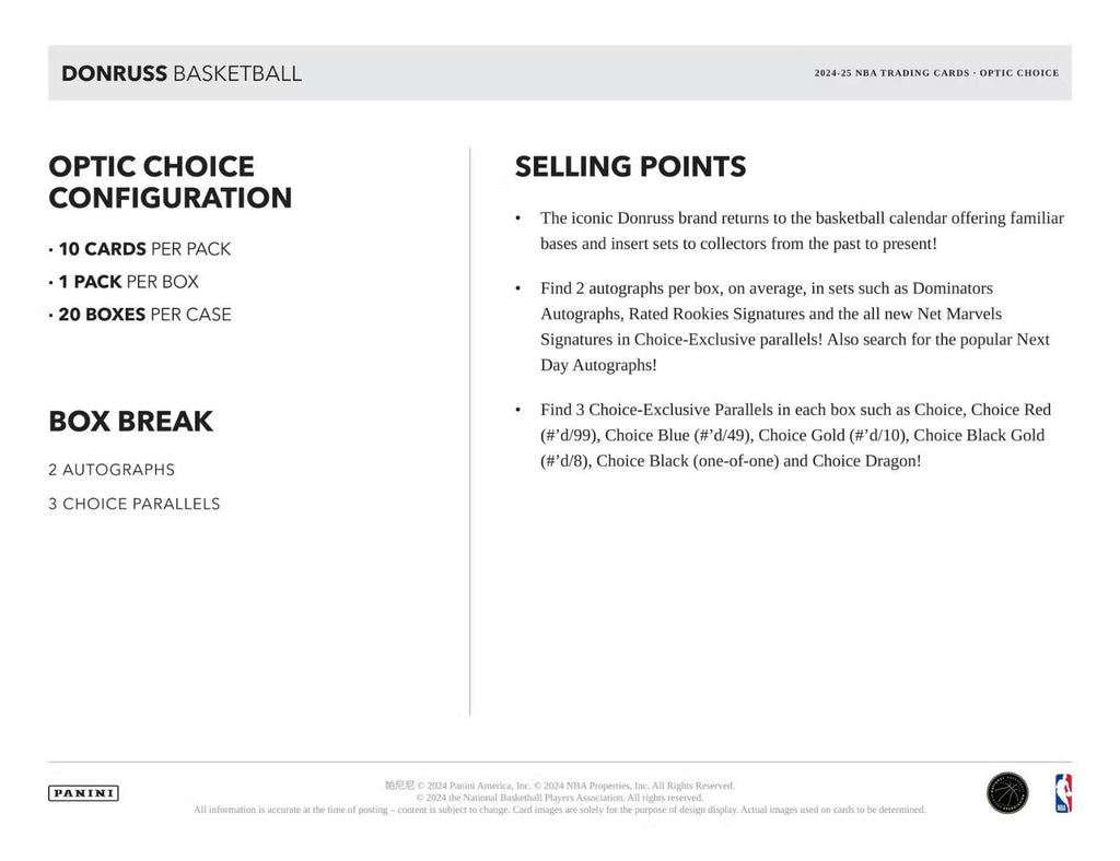 2024-25 Panini Donruss Basketball Choice Box
