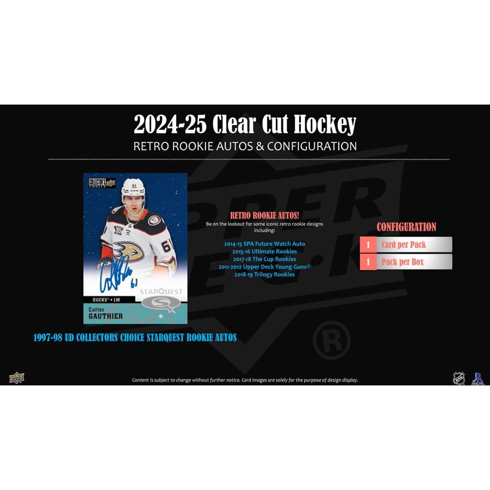 2024-2025 UPPER DECK CLEAR CUT HOCKEY