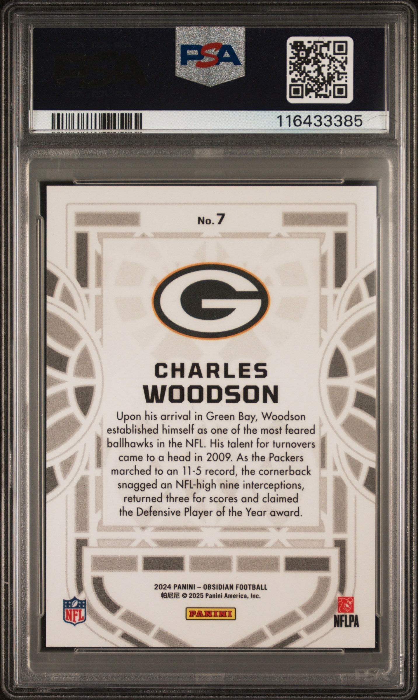 2024 Obsidian-Black Stained Glass-Charles Woodson #7 PSA 10