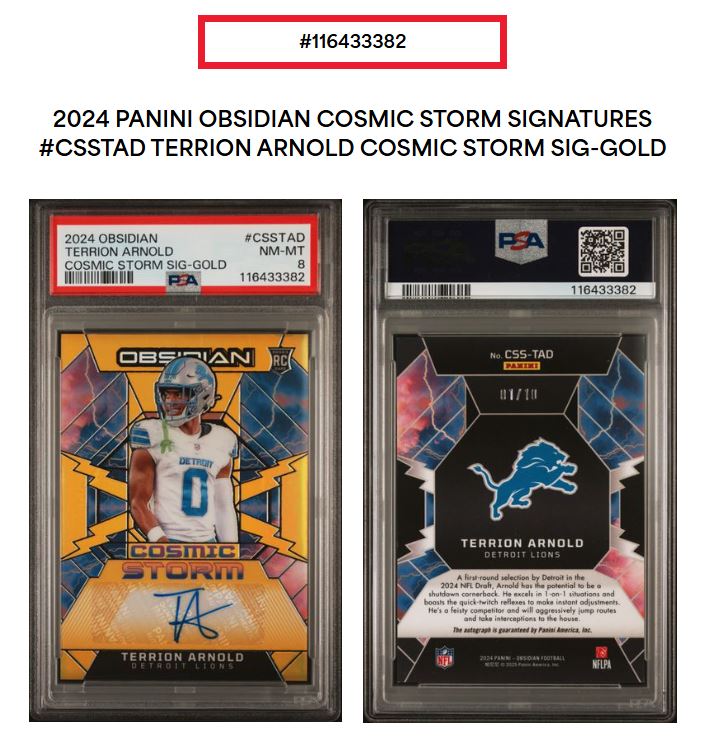 2024 Obsidian-Terrion Arnold-Cosmic Storm Signatures Gold #CSSTAD PSA 8