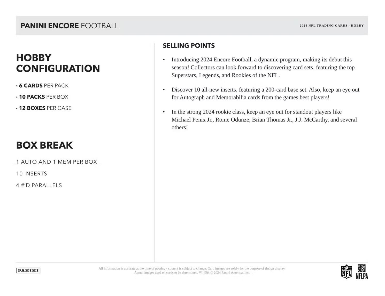 2024 Panini Encore Football Hobby Box