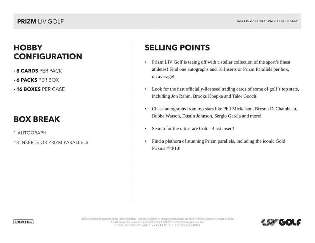 2024 Panini Prizm Liv Golf Hobby Box
