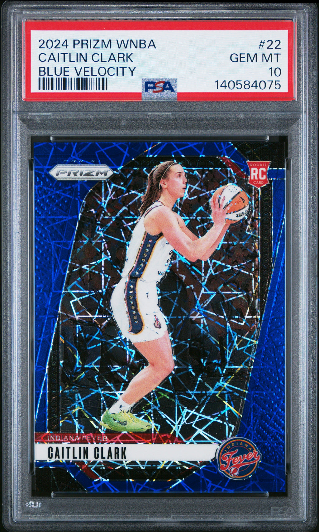 2024 Prizm WNBA Caitlin Clark #22 Blue Velocity PSA 10