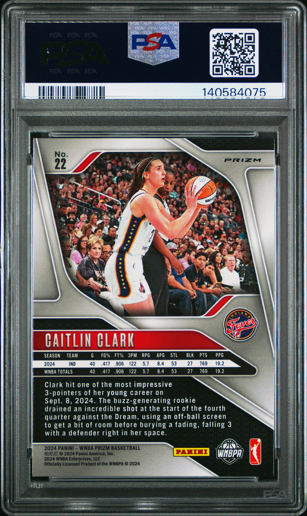 2024 Prizm WNBA Caitlin Clark #22 Blue Velocity PSA 10