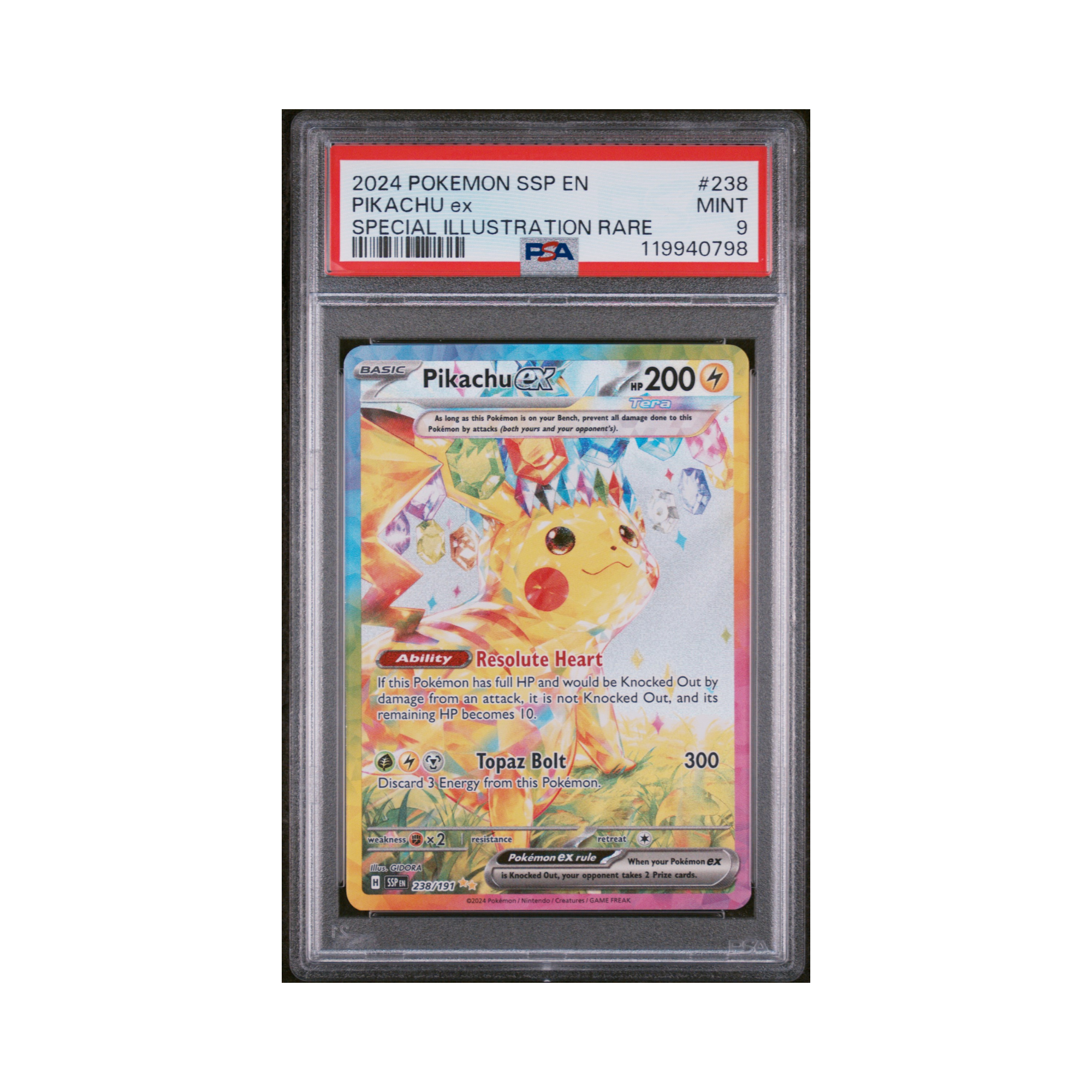 2024 Pokemon Surging Sparks Pikachu EX #238 PSA 9