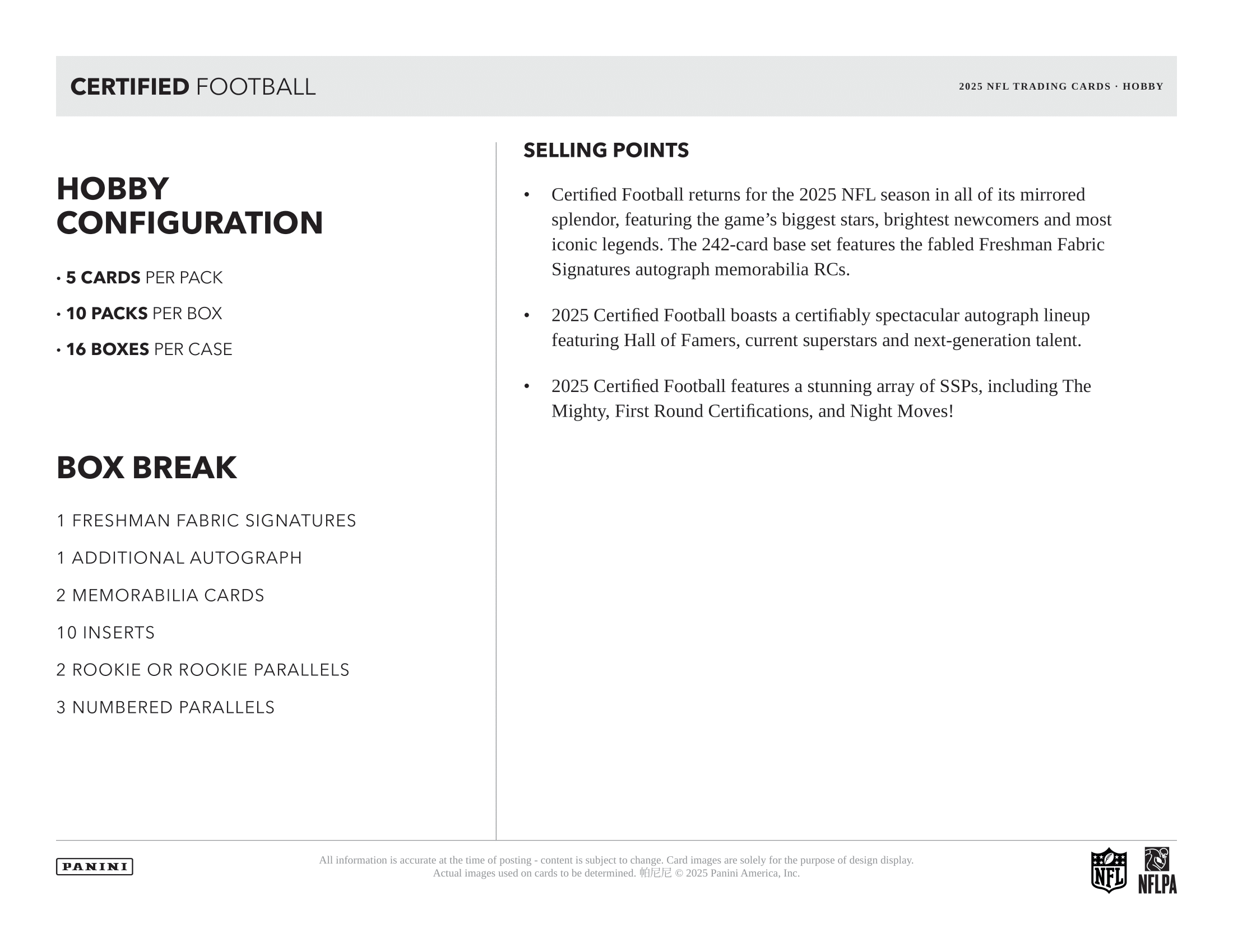 Panini - 2025 Certified American Football (NFL) - Hobby Box
