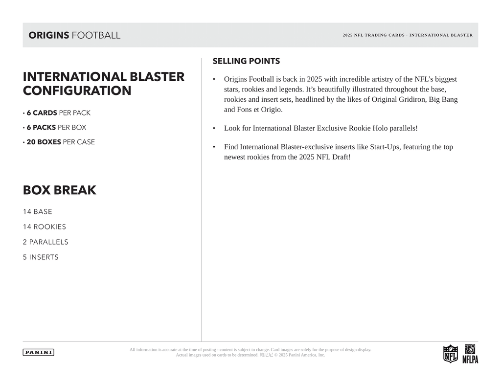 Panini - 2025 Origins American Football (NFL) - International Blaster Box