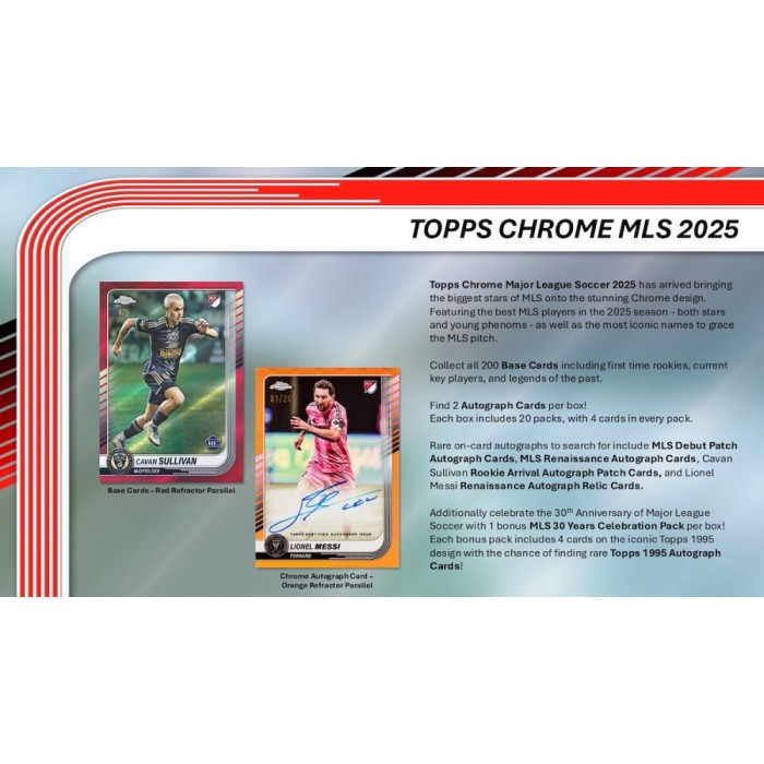 2025 Topps MLS Major League Soccer Chrome Hobby Box