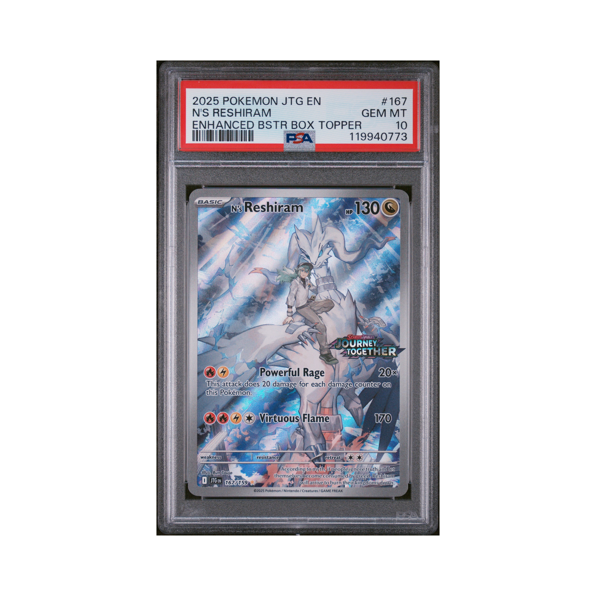 2025 Pokemon Journey Together N's Reshiram #167 PSA 10