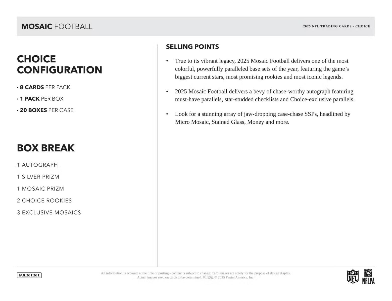 2025 Panini Mosaic Football Choice Hobby Box