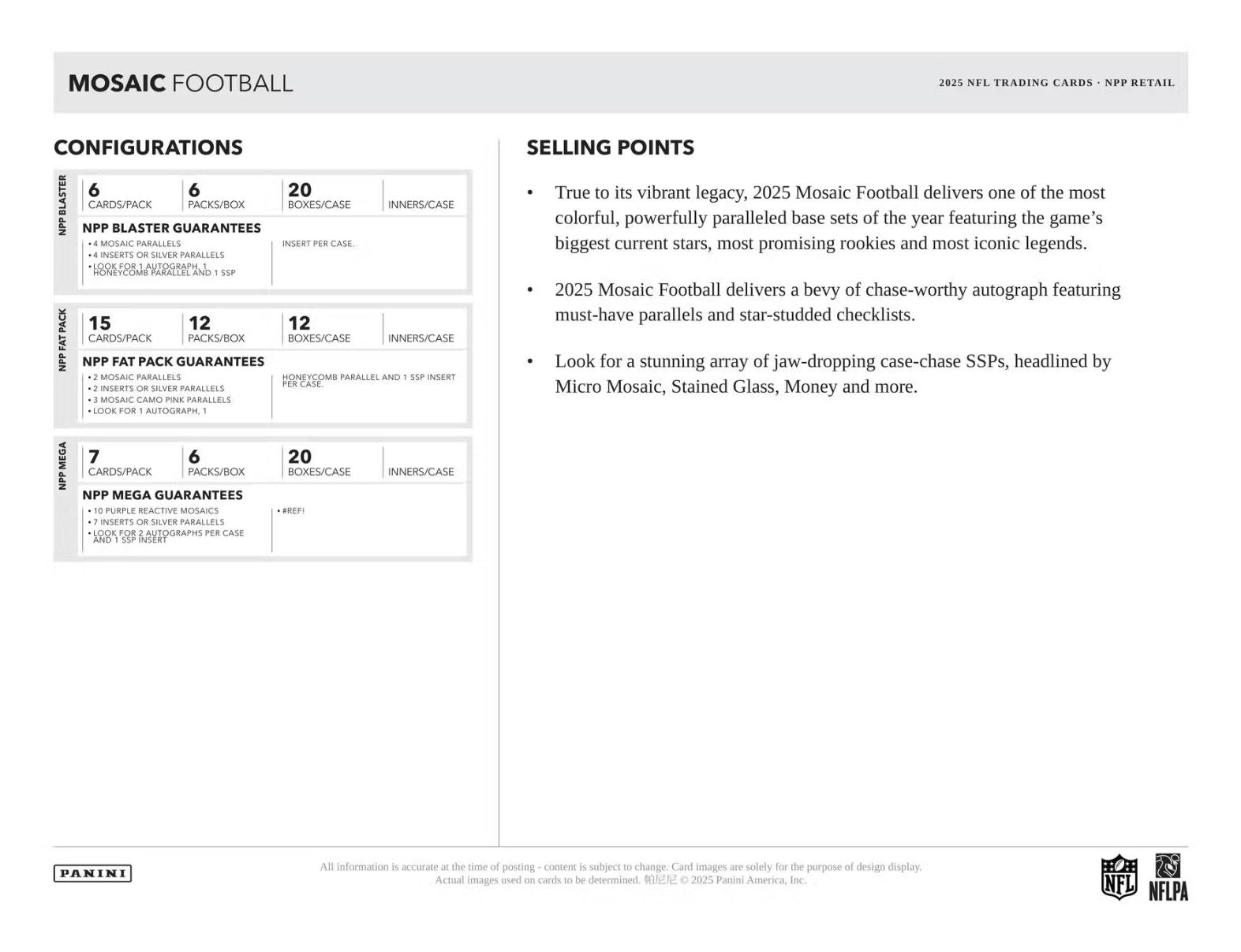 2025 Panini Mosaic Football Value Pack Box (12 Packs)