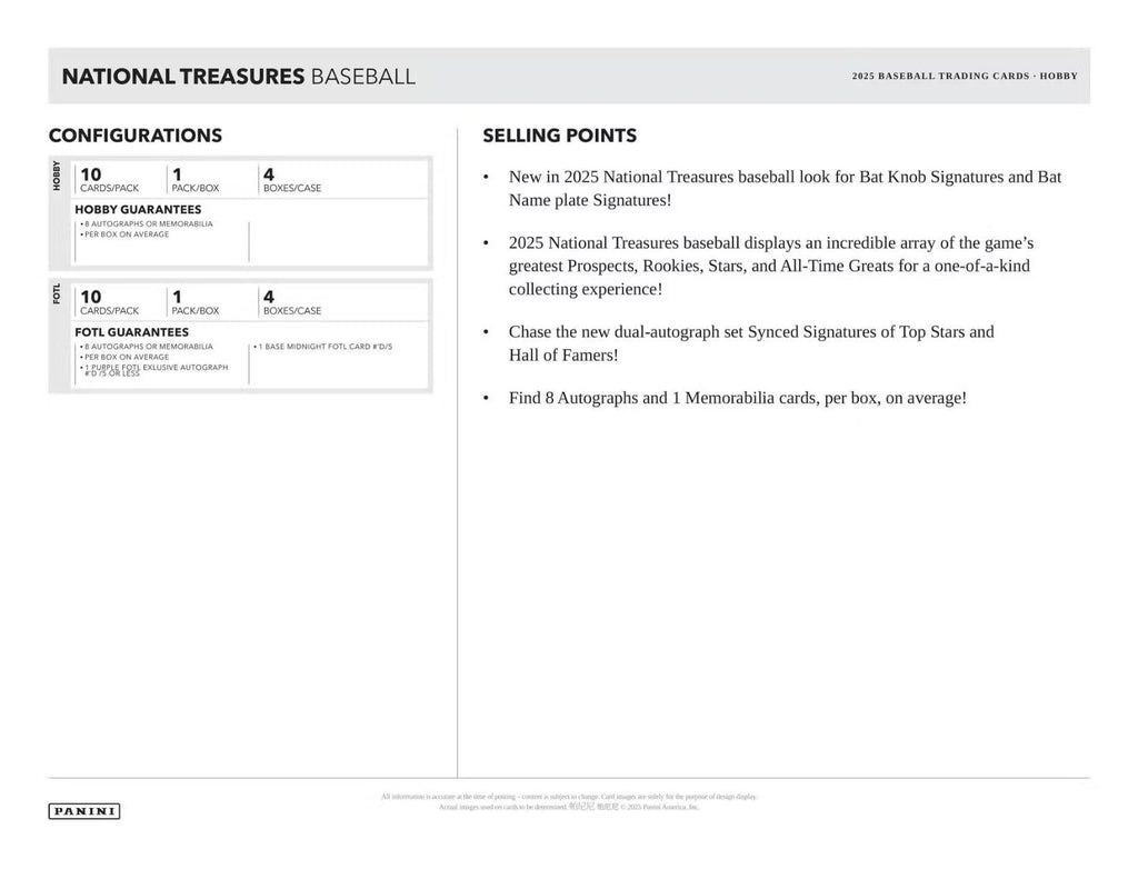 2025 Panini National Treasures Baseball Hobby Box