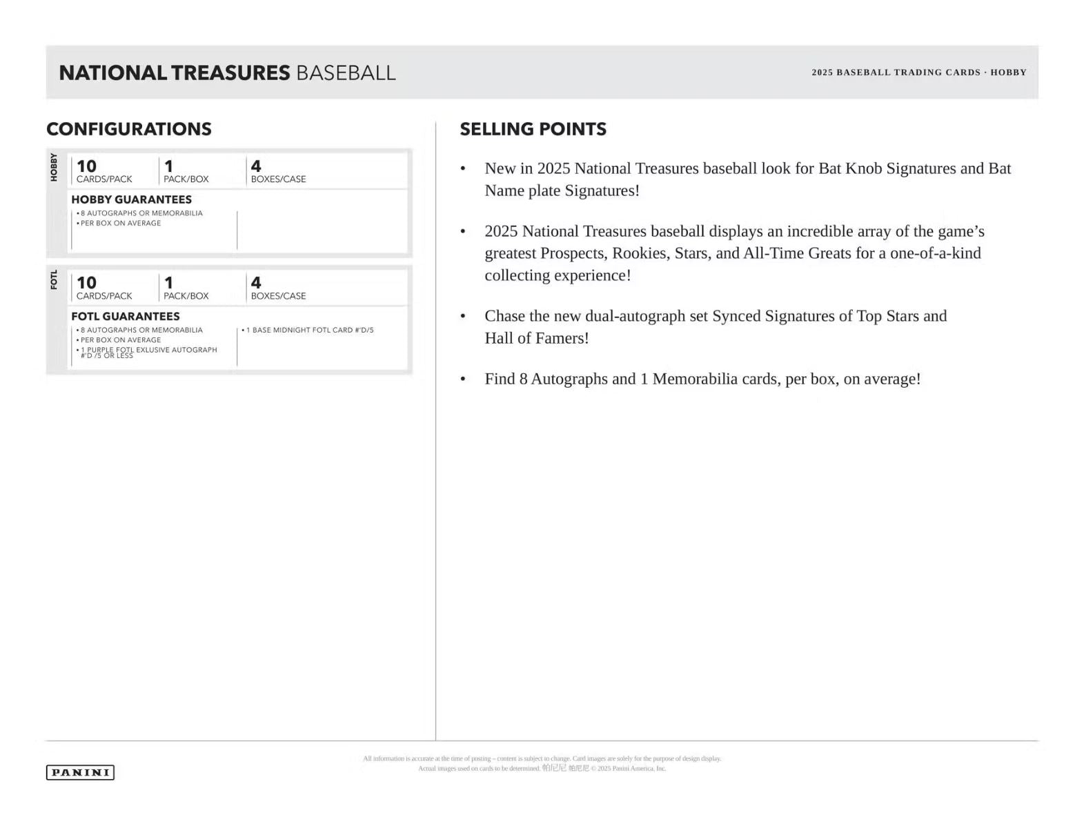 2025 Panini National Treasures Baseball Hobby Box