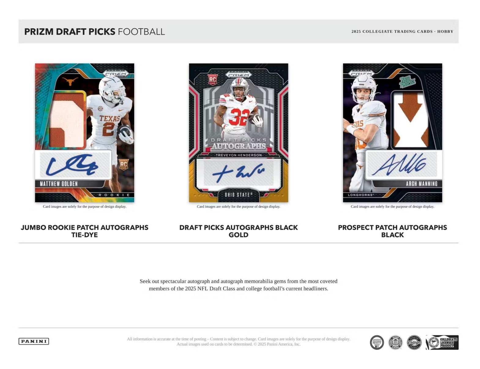 2025 Panini Prizm Draft Picks Football Hobby Box
