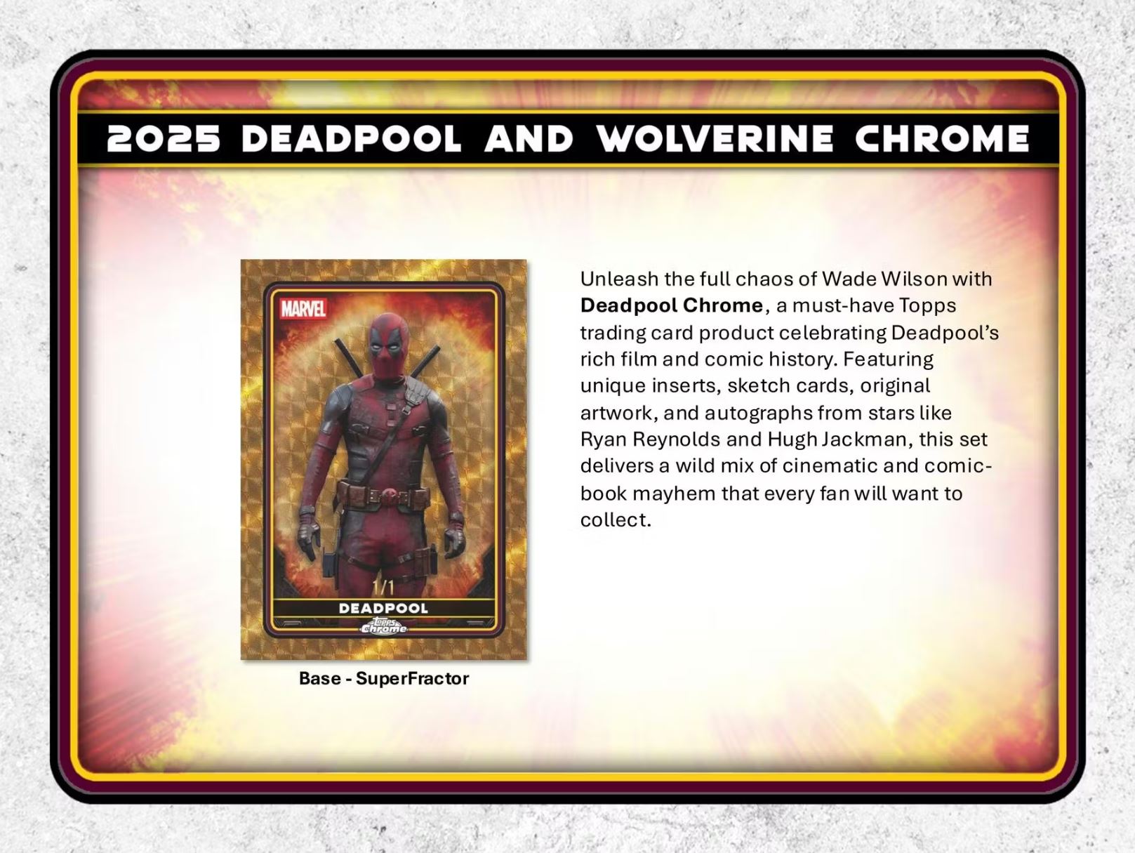 2025 Topps Chrome Deadpool Hobby Box