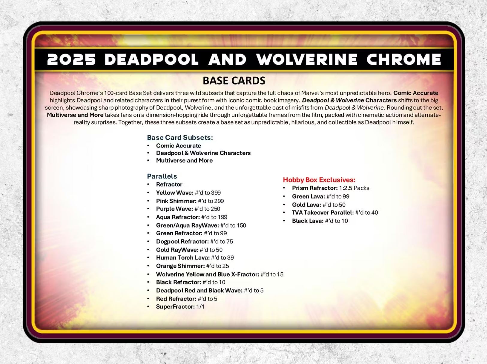 2025 Topps Chrome Deadpool Hobby Box