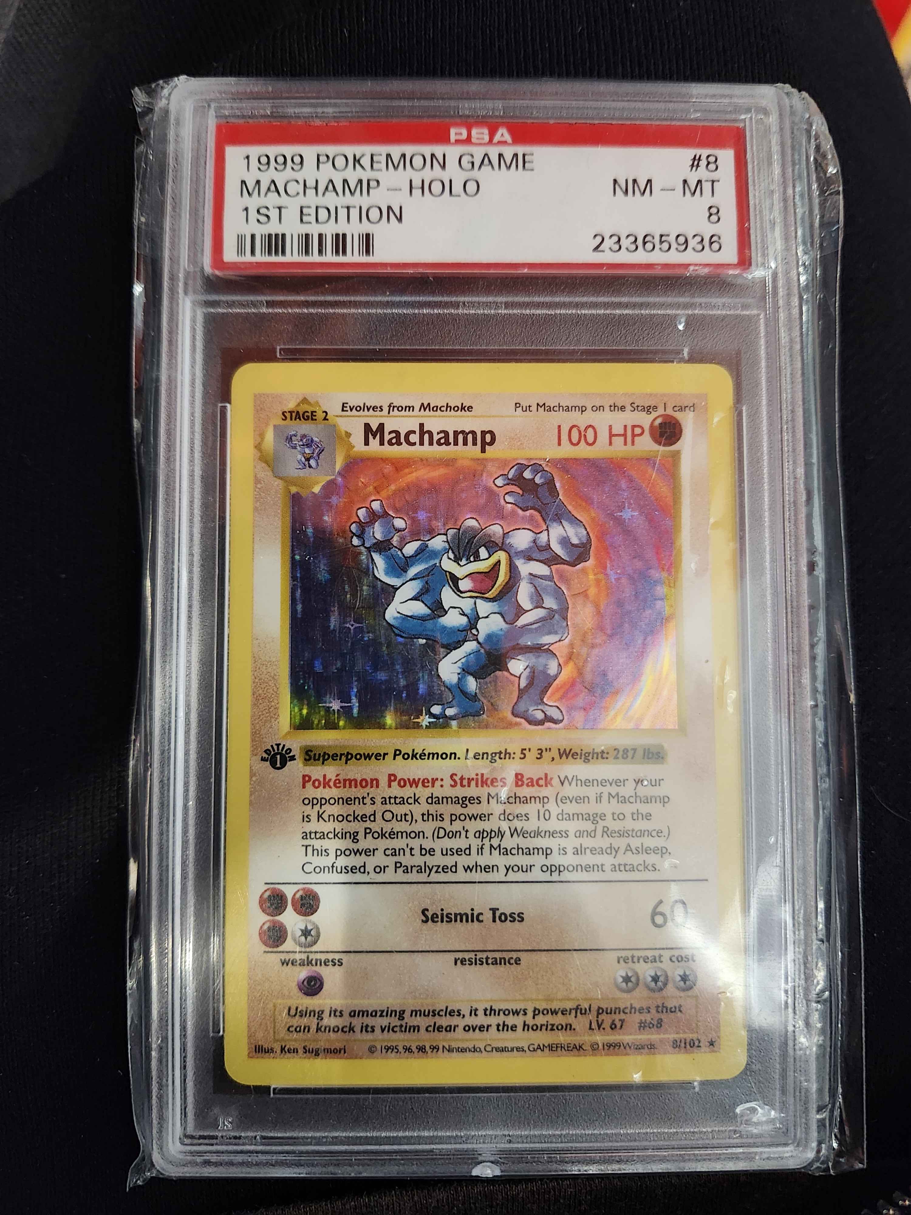 MACHAMP 1ST EDITION SHADOWLESS PSA 8