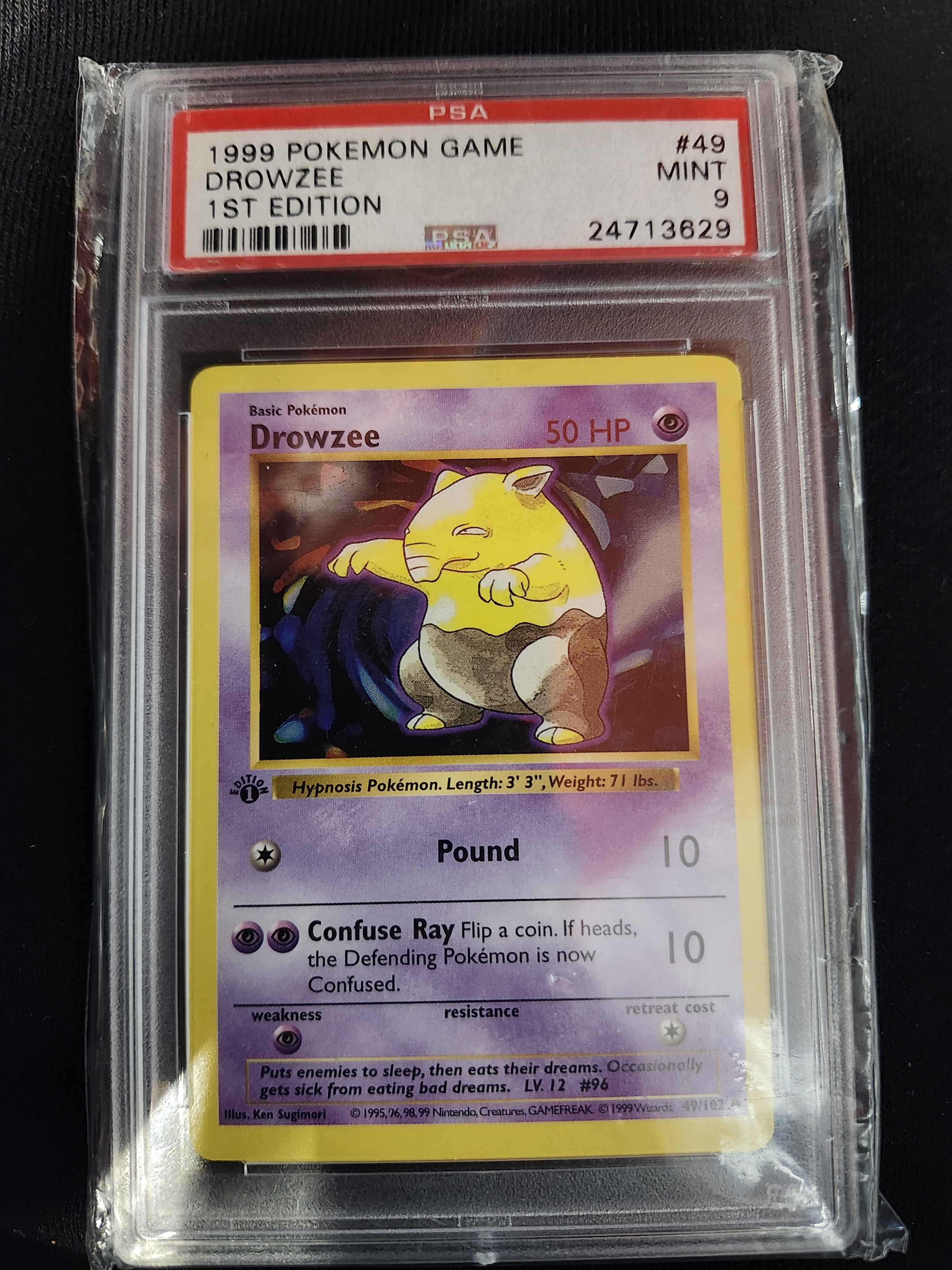 DROWZEE 1ST EDITION SHADOWLESS PSA 9