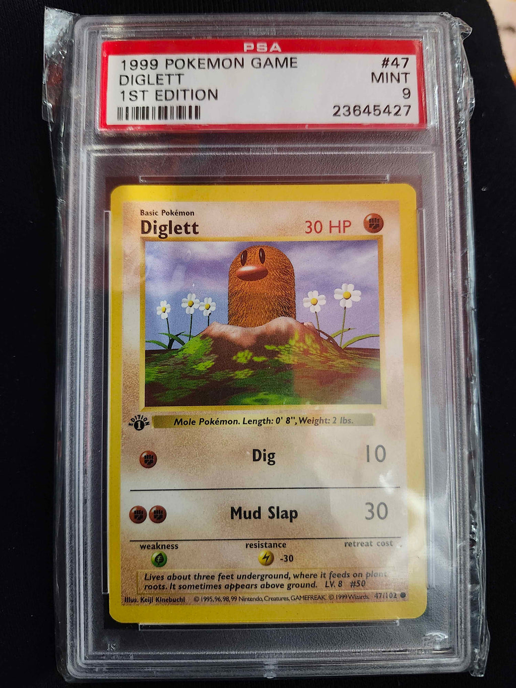 DIGLETT 1ST EDITION SHADOWLESS PSA 9
