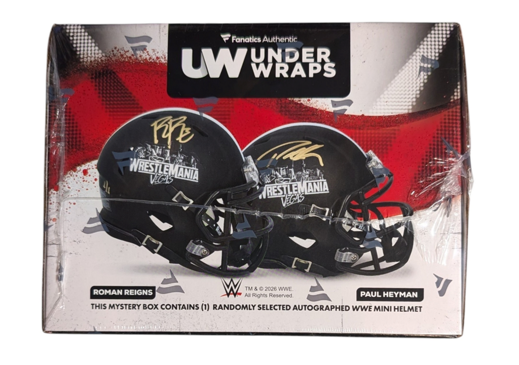2026 Fanatics WWE Under Wraps WrestleMania 42 Autographed Mystery Mini Helmet Box