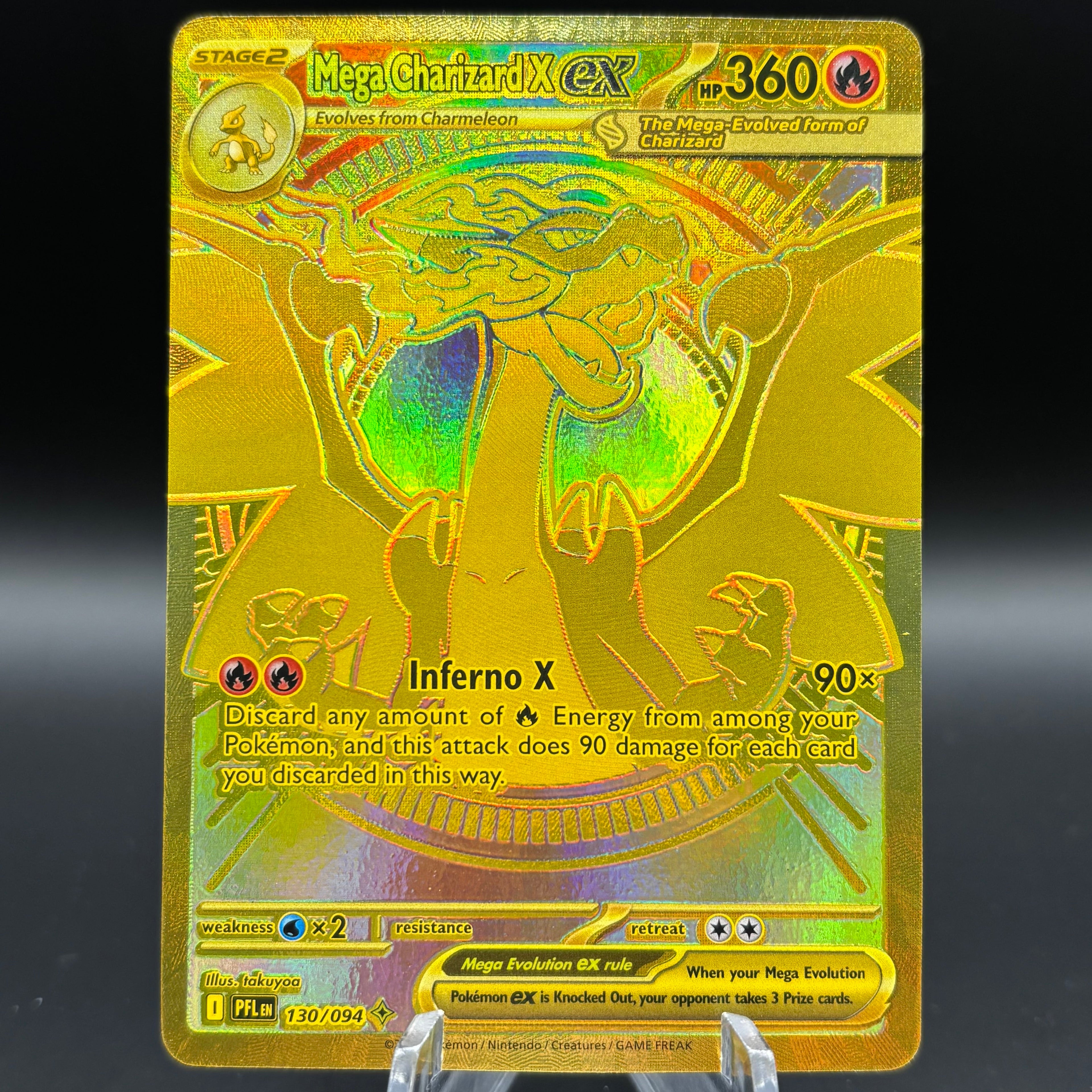 Mega Charizard X ex - 130/094 - ME02: Phantasmal Flames Gold Single Card