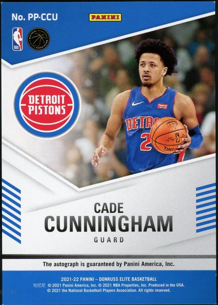 2021 Panini Donruss Elite PP-CCU Cade Cunningham Pen Pals Rookie /149 Detroit Pistons Auto