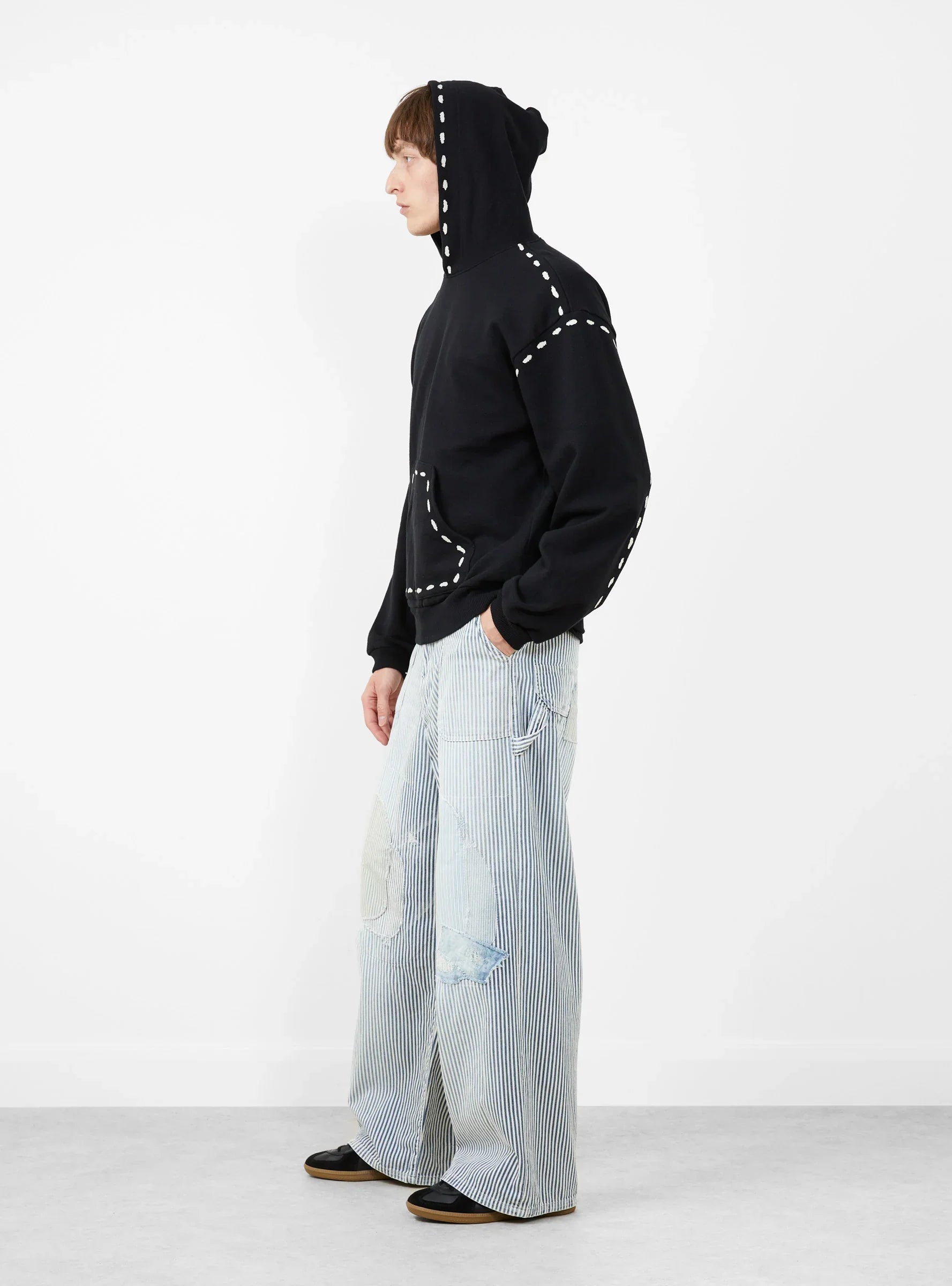 Kapital: Swt Knit Marionette Hoodie - Black - EK-1677LC  - Made in Japan