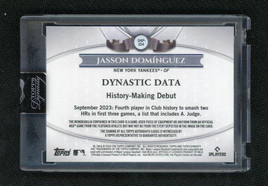 2023 Topps Dynasty DAP-JD4 Jasson Domínguez Dynastic Data Rookie New York Yankees Auto