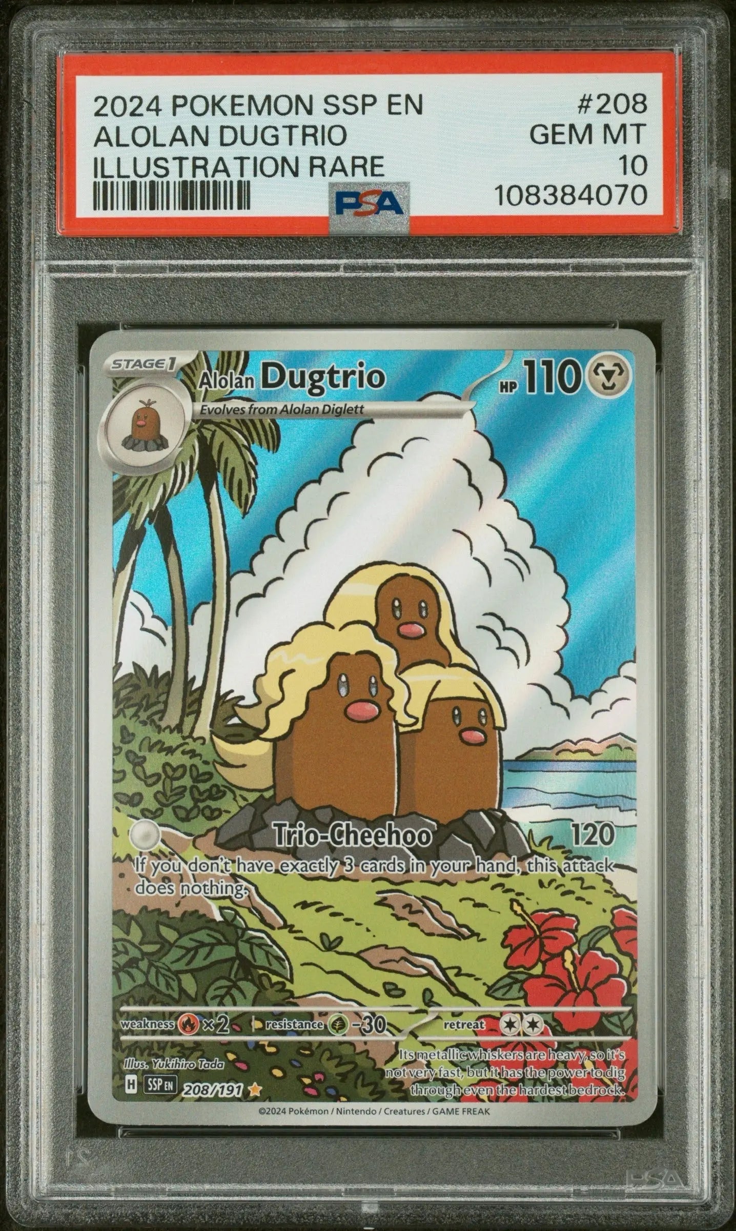 PSA 10 - 2024 POKEMON SSP EN-SURGING SPARKS #208 ALOLAN DUGTRIO ILLUSTRATION RARE
