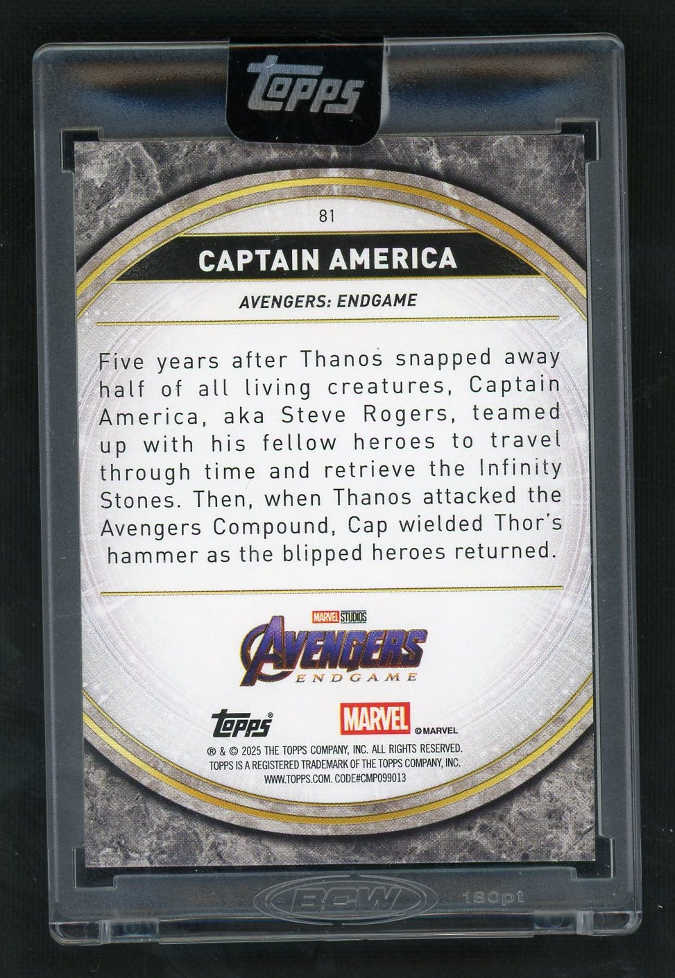 2025 Topps Marvel The Collector Captain America Orange Perfection /25