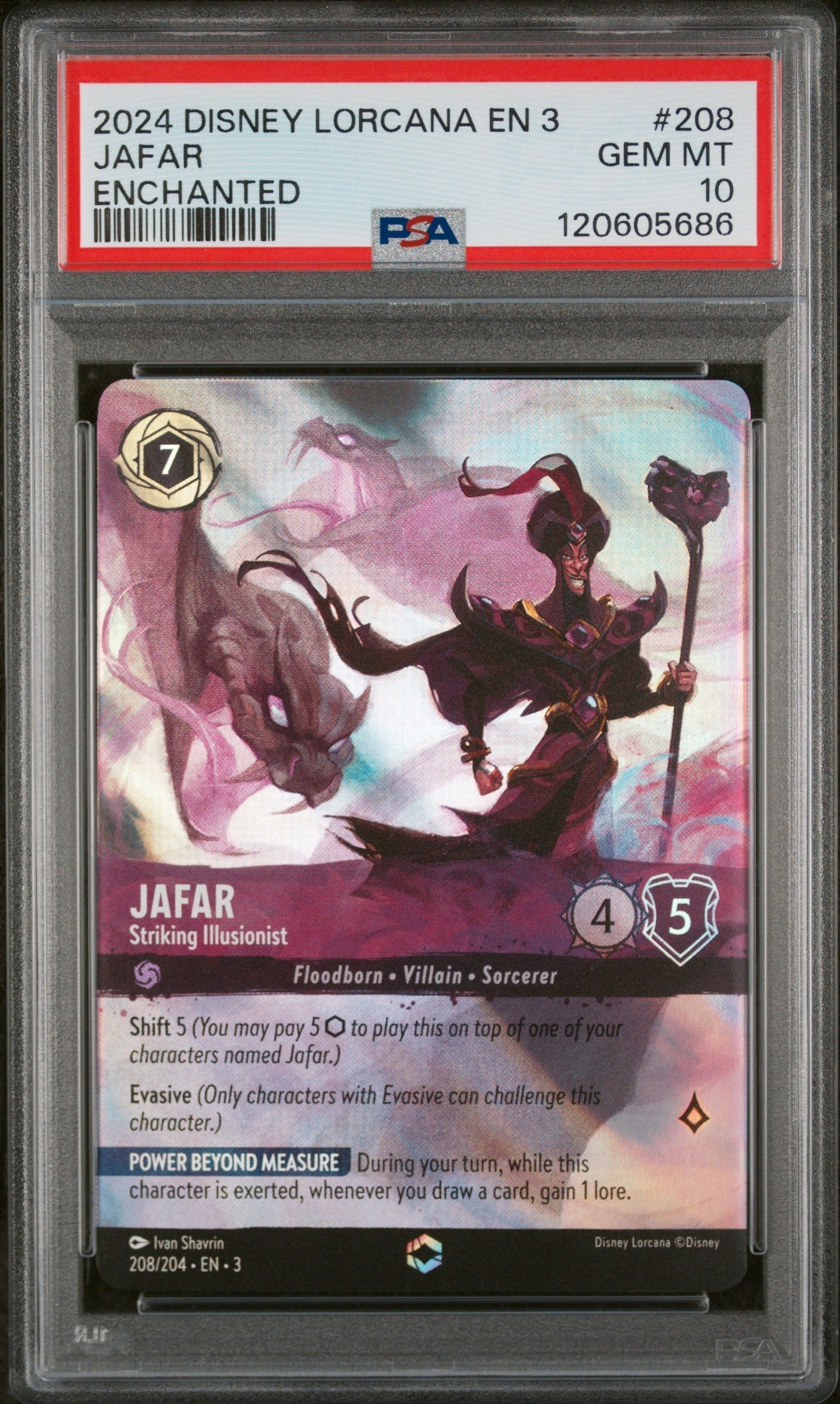 PSA GEM MT 10 Jafar - Striking Illusionist (Alternate Art) (208/204) [Into the Inklands] - 120605686
