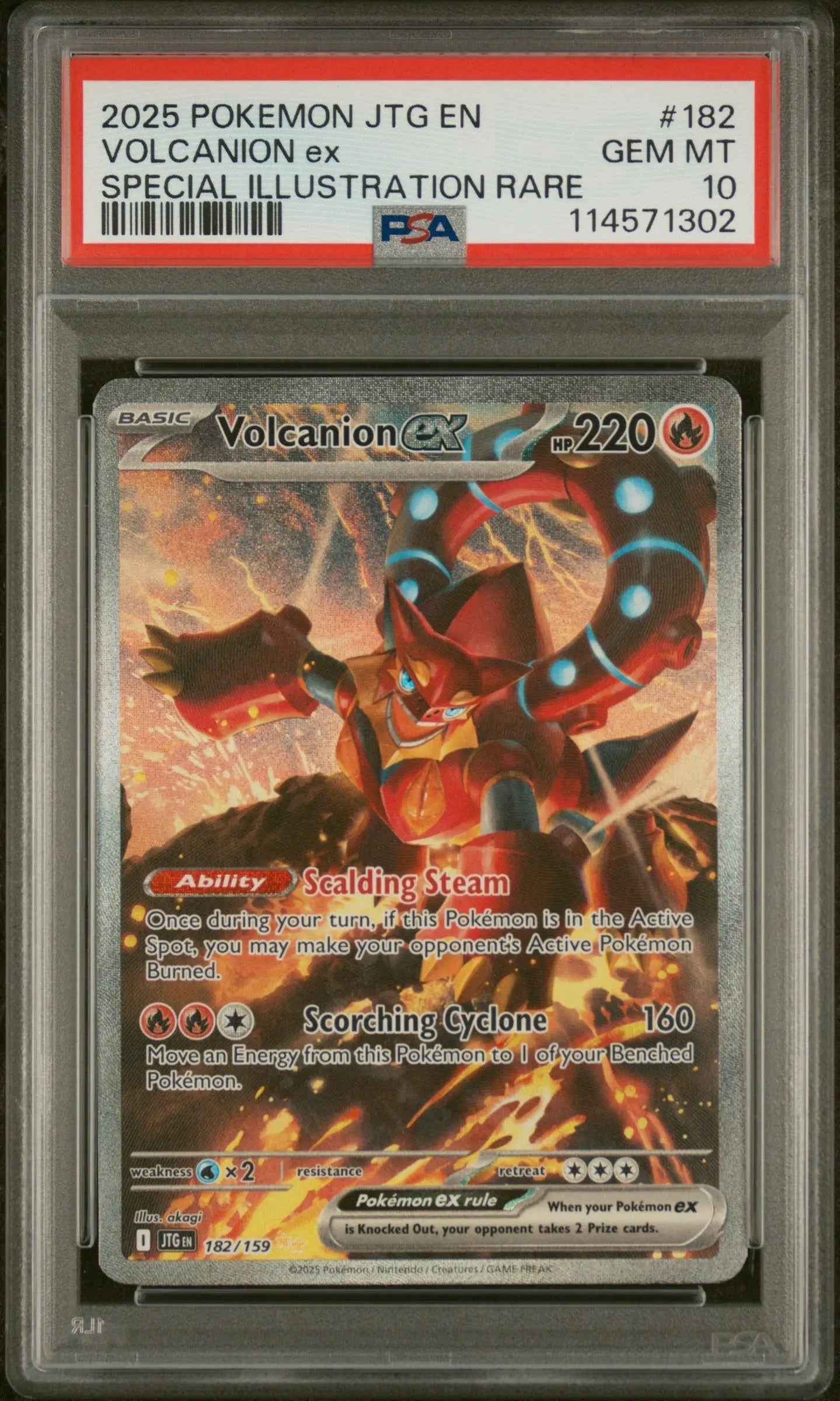 2025 POKEMON JTG EN-JOURNEY TOGETHER #182 VOLCANION EX PSA 10