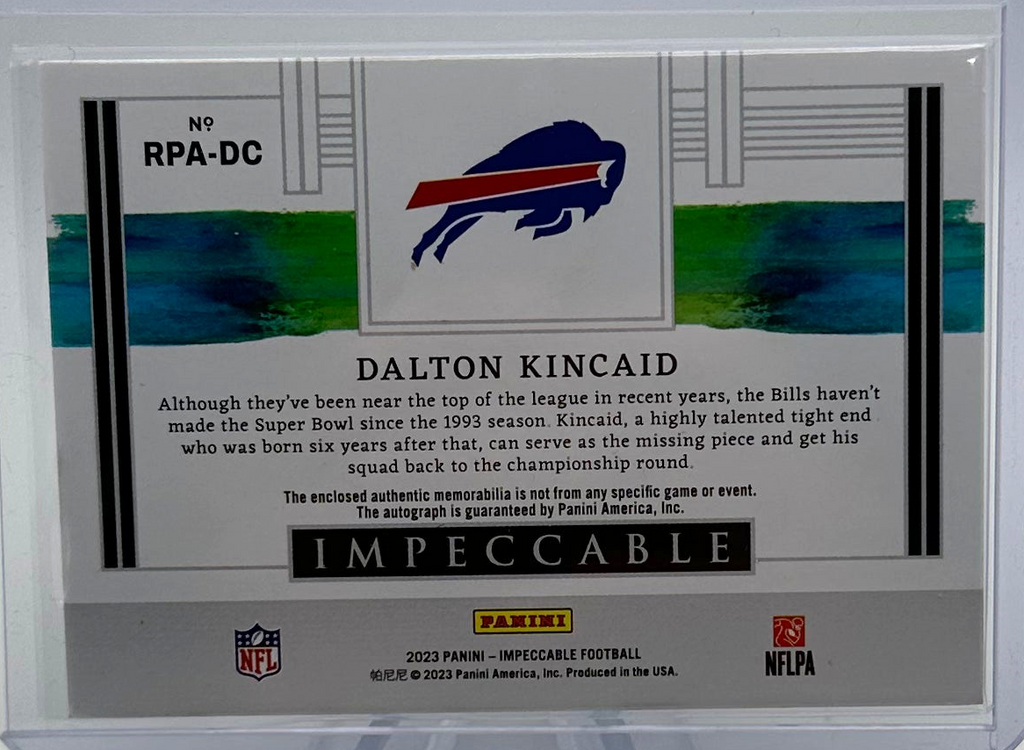 2023 Panini Impeccable Football - Dalton Kincaid RPA-DC - Gold RPA /25