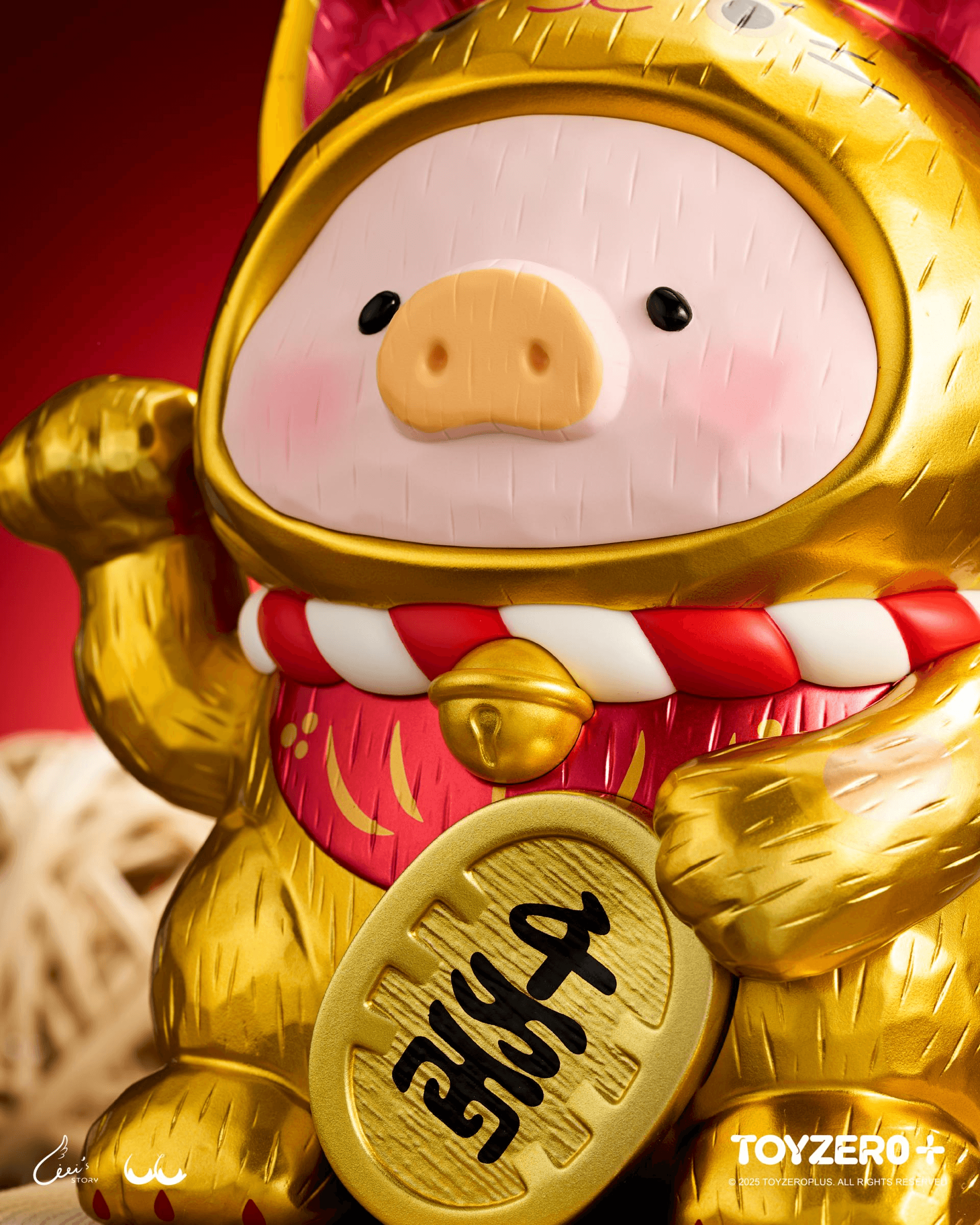 LuLu the Piggy - 18cm Wood-Carving Maneki Lu (Golden Cat)