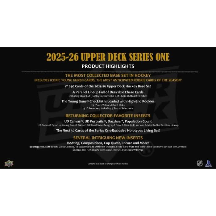 UPPER DECK SERIES 1 HOCKEY 2025-2026