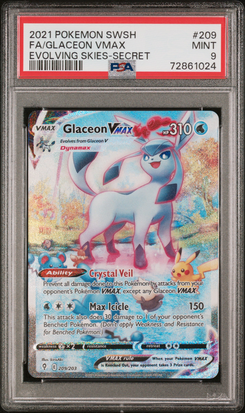 PSA 9 FA/GLACEON VMAX EVOLVING SKIES-SECRET